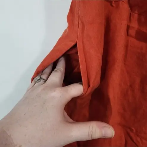 Soft Surroundings Jumpsuit Women Large Coral Linen Raissa Crop Wide Leg Flawed