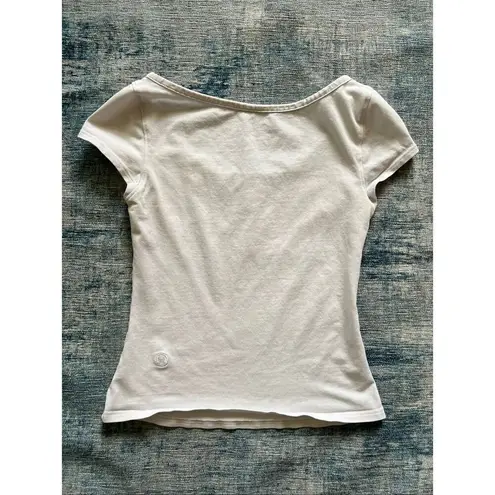 Lululemon  White Cap Sleeve Henley Tee Shirt XS