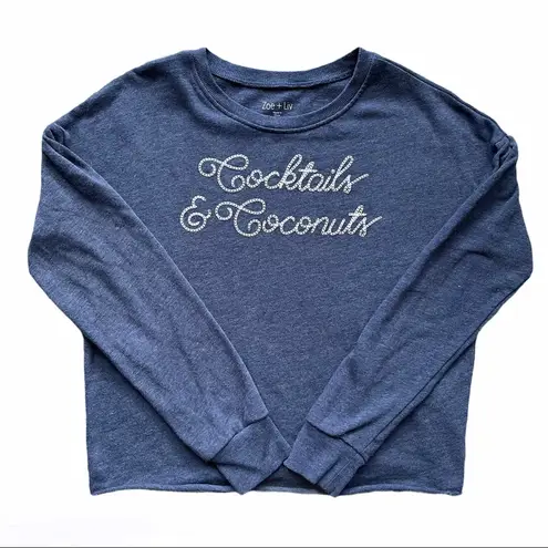 Zoe & Liv Cocktails & Coconuts Blue Sweatshirt XS