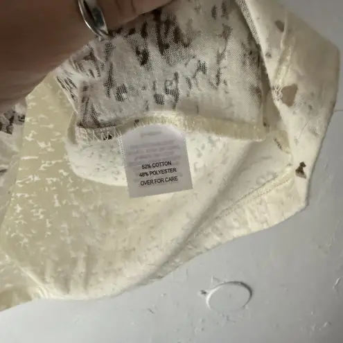 Relativity Shirt Y2k Small Brown White Animal Print Short Sleeve Burnout Tee