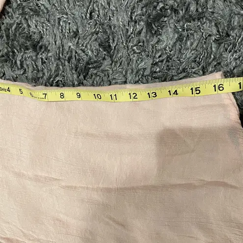 Ny Collection Pink Banded V-Neck Long Sleeve Button Front Lace Top