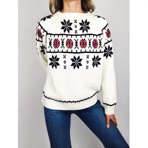 Vintage Fair Isle Crewneck Sweater | Size M White Size M