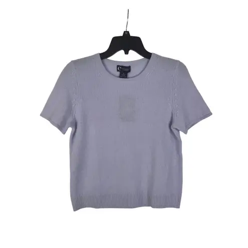 C by Bloomingdales Cashmere Short Sleeve Sweater Serenity Blue Size S