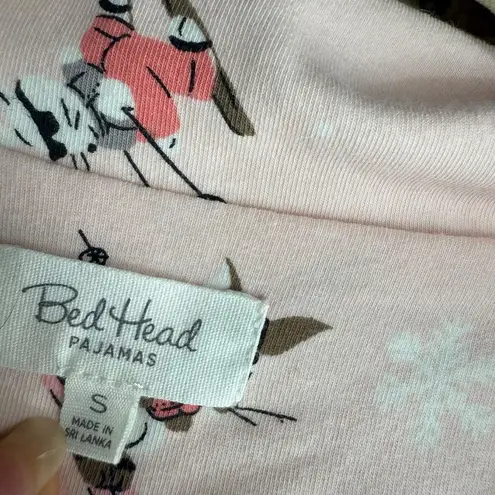 Bedhead Women’s Size S Organic Cotton Pajama Set Light Pink Ski Bunnies Animals