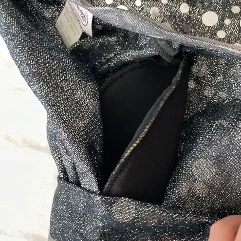 Vintage 1980s 1990s Glitzy Silver Pullover Long Duster Cardigan Disco Top Small