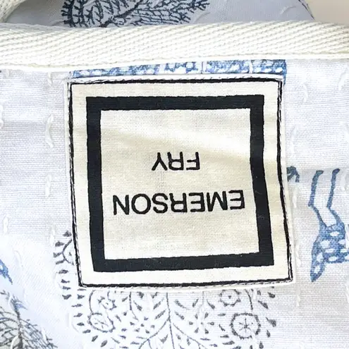 Emerson Fry Reversible Quilted Jacket Twin Fawn Organic Cotton Blue Large EUC