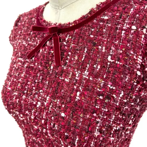 Gal Meets Glam  Nell Boucle Dreams Tweed Fit & Flare Dress In Wine/ Pink Size 00