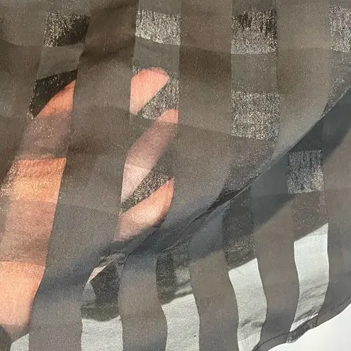 Gracia Semi-Sheer Black Windowpane Print Blouse - size Small