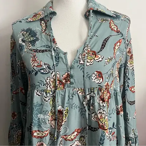 Jaase • NWT Light Teal Blue Floral Print Women's Top Tunic