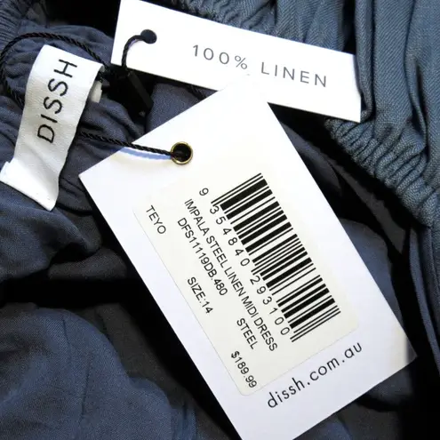 Dissh NWT Impala in Steel Linen Back Cutout Midi Dress US 10 / AU 14
