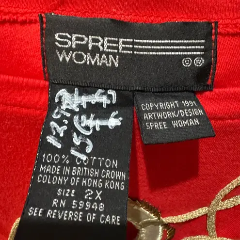 SPREE WOMAN Vintage 90’s Red Shirt with Gold Embellishments Size 2x Nautical