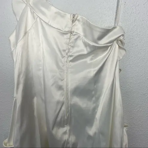 Ruby Rox New White One Shoulder Pocketed Dress with Flower Detail size 11