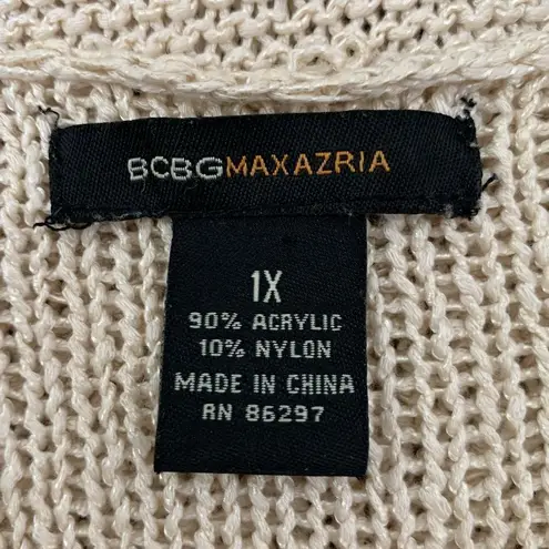 BCBGMAXAZRIA  Cream Open Knit V-neck Sweater