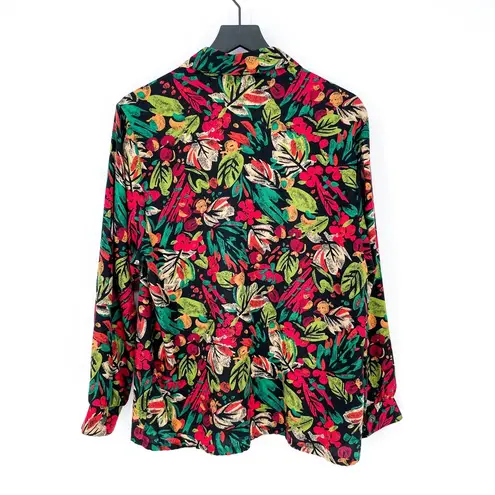 Bonworth Vintage  Colorful Tropical Rainforest Button Down Blouse Large