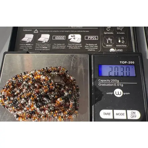 Premier Designs Vintage Necklace Multi Strand Seed Bead Gold Tone Black Estate