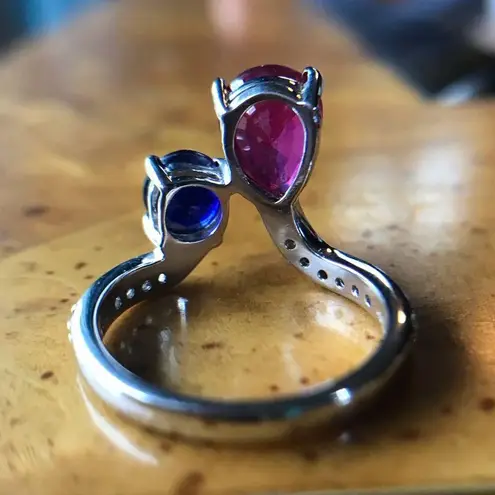 Natural Ruby Masoala Sapphire Sterling Silver Ring Blue Size 6