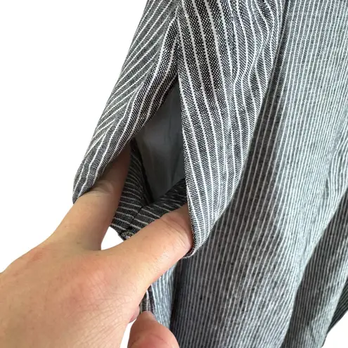 Coldwater Creek 100% Linen Gray White Pinstriped Wide Leg Cropped Pants Size XL