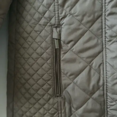 appleseed's Women's Quilted Jacket Brown Size S High Collar Two Front Pockets