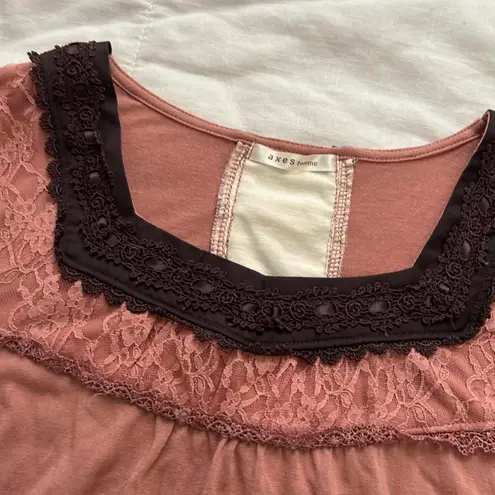 Axes Femme pink brown lace top with cute back detailing Size medium, from Japan