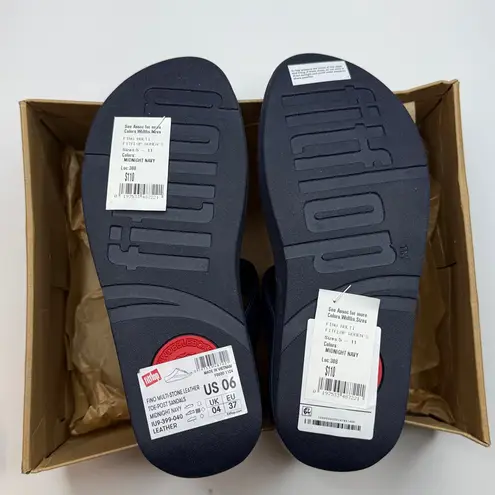 FitFlop Women's Fino Multi-Stone Leather Wedge Sandals- Midnight Navy- Size 6