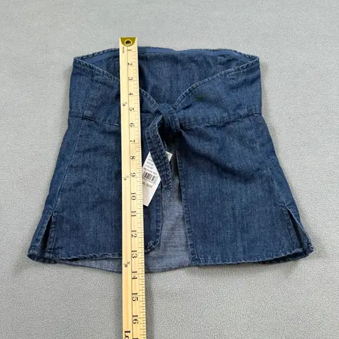 NWT Your Favorite by Pacsun Denim Strapless Tie Front Top S Womens Blue Chambray