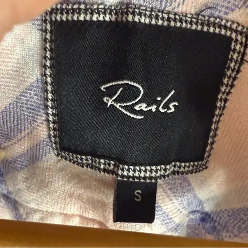 Rails Britt - Pink/Blue Melange Check Shirt Cap Sleeve Size Small Super Soft