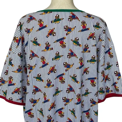 Vintage 90s Avon Christmas Pajama Dress Women’s Size M/L Teddy Bear Pencil Print Red Size L