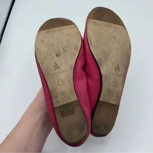 LANVIN Paris Pebbled Leather Magenta Pink Ballet Flats size 35.5 US 5 luxury