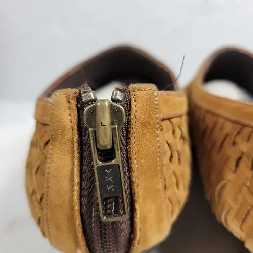 Amoura Papa Jimenez Mule Bootie Shoes Women 7.5 Brown Woven Slip On Pointed Toe