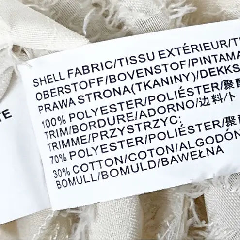 Moon River Cream Crop Raised Polka Dots Lace Trim Sheer Long Sleeves Top Small