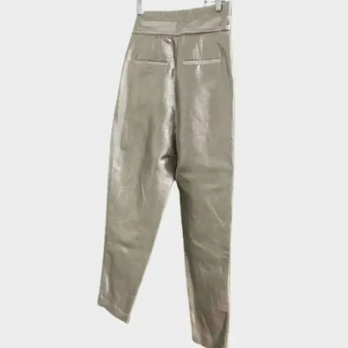 IRO Takecare Paper Bag Pants 36 Waist Tie Silver Metallic Holidays NYE New Years