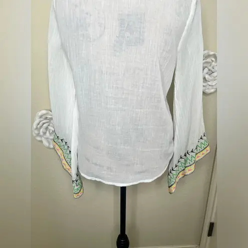 Ivy Jane NTM: Faux Wrap V Neck Bell Sleeve Embroidered Blouse Sz XS