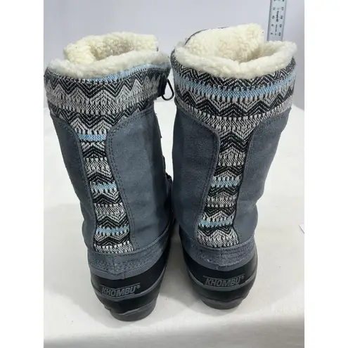 Khombu Womans Vail Gray Suede Rubber Lined Snow Duck Boots Size 8 M