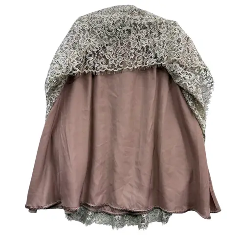 HD in Paris Anthropologie Women's Lace Overlay Full Skirt Metallic Beige 12