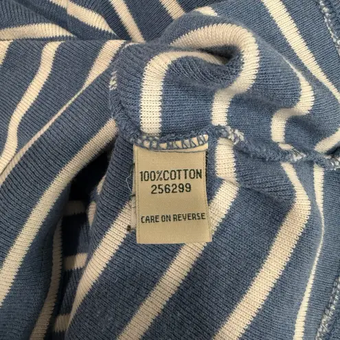 LL Bean Blue White Striped 1/4 Zip French Sailor Pullover Knit Top Size 2X