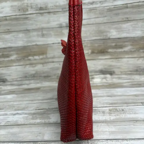 Paolo Masi Y2K Purse Hobo Bag Red Leather Woven Flower Boho Hippie Festival