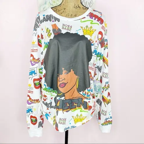 On Fire Black Educated Queen Empowerment Tie Side Long Sleeve T-shirt 1X NWT