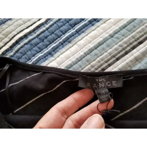 The Range Striped Bare Shoulder T-Shirt Crop Top Horizontal Stripe Black Size XS