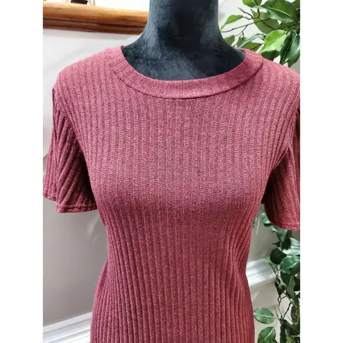 A.K.A Posh Women's Maroon Polyester Round Neck Short Sleeve Knee Length Dress L Red Size L