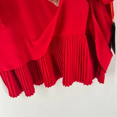 Black Label by C'est Toi Red Layered Pleated Hem Short Flare Sleeve Blouse Size 1X