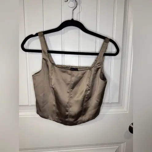 House of Harlow 1960 x Revolve Taupe Satin Corset Crop Top Bustier Tan
