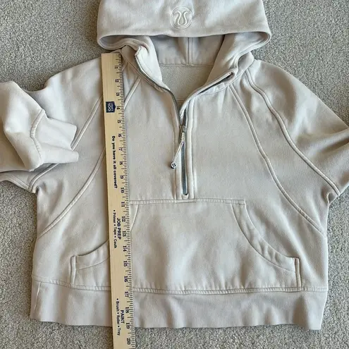 Lululemon Tan Beige Cropped Scuba Hoodie 1/2 Zip Sweatshirt Women Size XS/Small