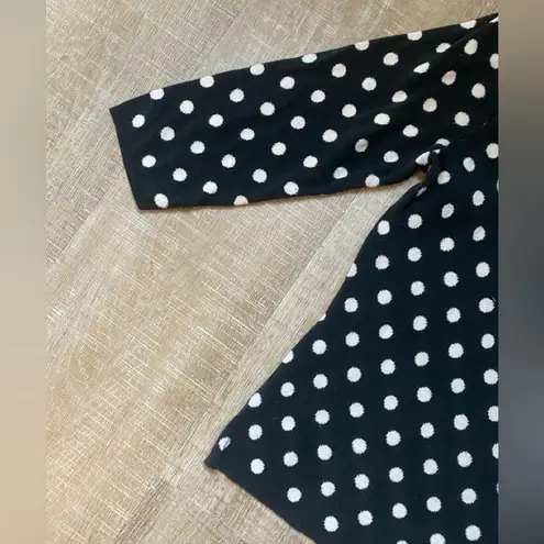 J. McLaughlin Silk Polka Dot Sweater Women’s Large Black White Knit Preppy Y2K