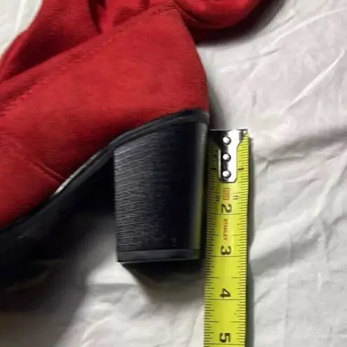 Forever Dream Pairs Over the Knee Suede Boots Red Sz 6 Strap Ties PullUp Holiday