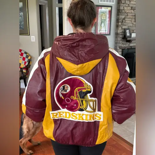 Vintage Retro Washington Redskins Leather Jacket Embroidered 70’s 80’s Size XL Red