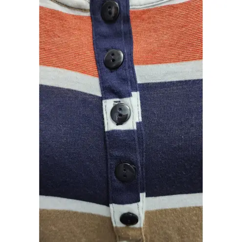 Kut From The Kloth  Striped Henley Long Sleeve Top Women Small Made in USA