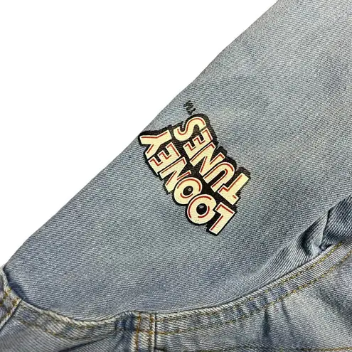 Looney Tunes Members Only Women's Medium Denim Painted Cropped Jacket