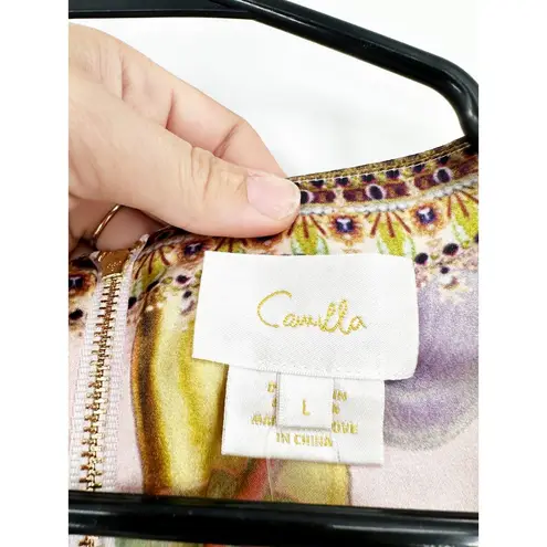 Camilla U-Ring Cut Out Dress in Original Sin Silk Maxi Size L NEW