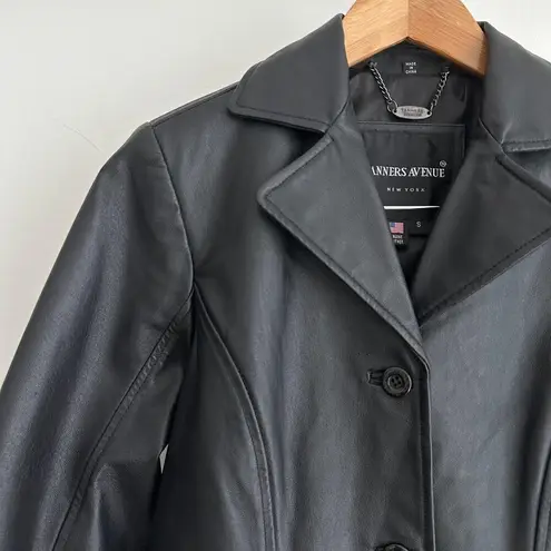 Vintage Leather Jacket Womens Small Button Front Goth Punk Minimalist Tanners NY Black