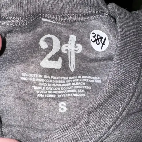 21 SAVAGE Washed Crewneck Sweatshirt in Charcoal, Size S, New without Tag Gray